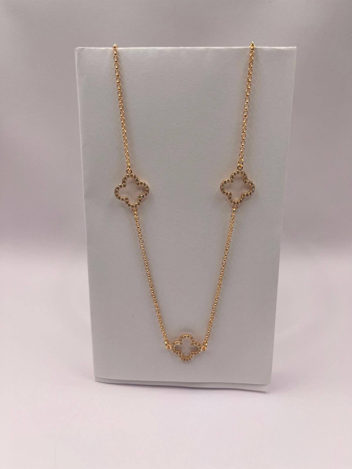 Halb-Juwel - Halskette mit Zirkonias - Blume' 18k Goldplattierung