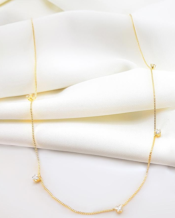 Semi-Jewel- Necklace - with Precious Stone' 18k Gold Plated