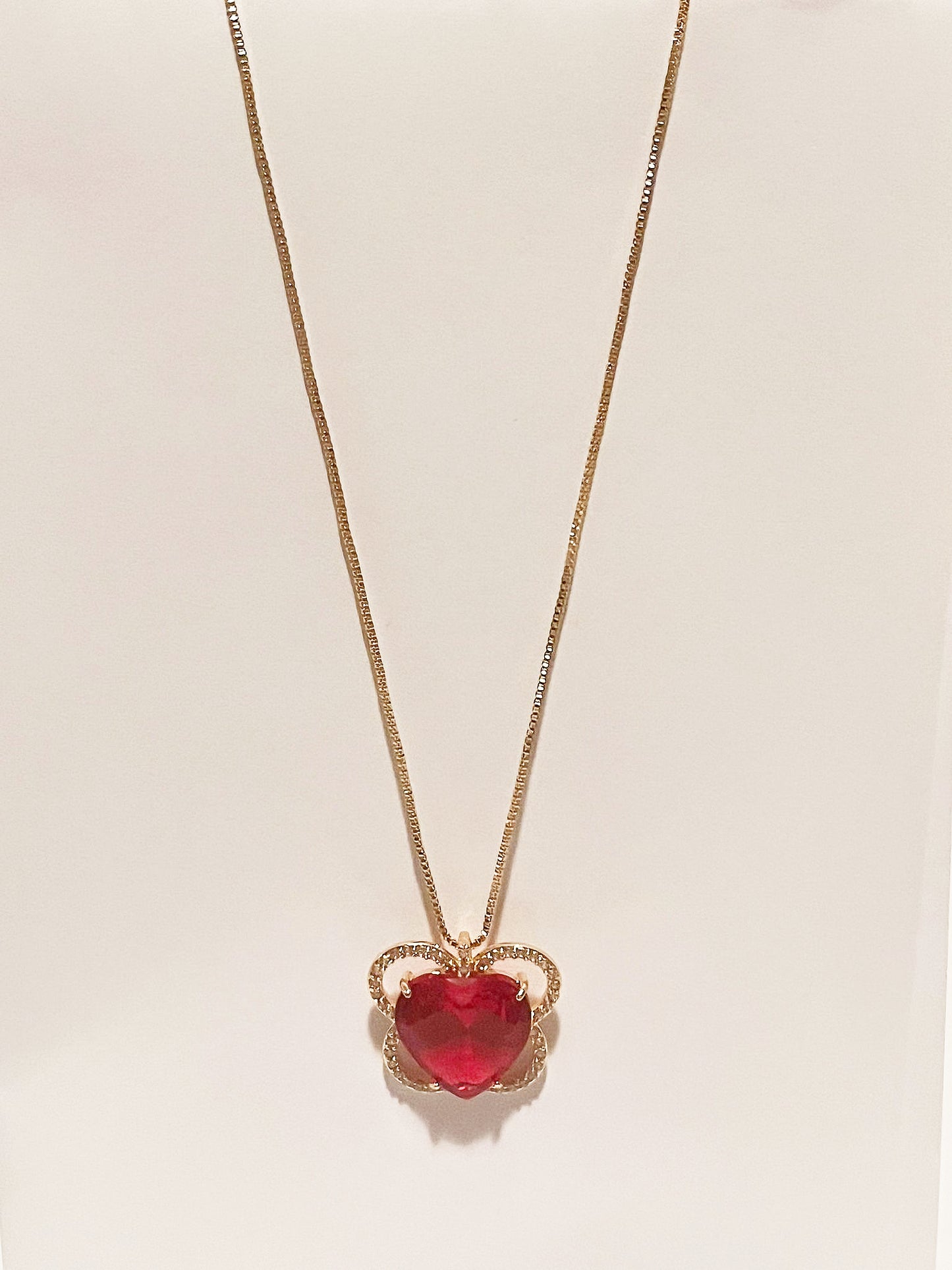 Semi-Jewel - Halskette - Herz mit Stein und Zirkonias' 18k Vergoldung