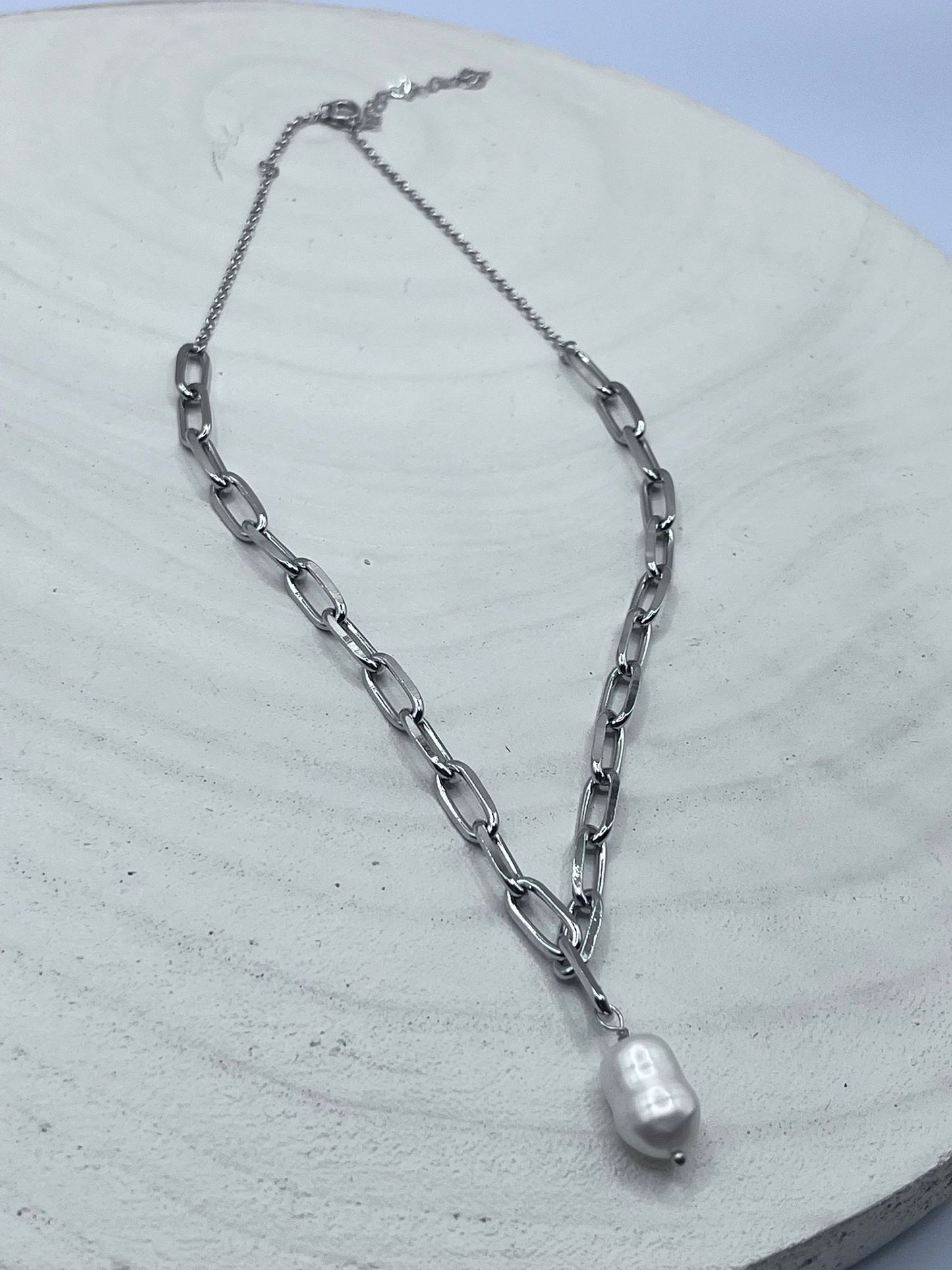 Semi-Jewelry - Pearl Chain Necklace' 18k Gold Plating