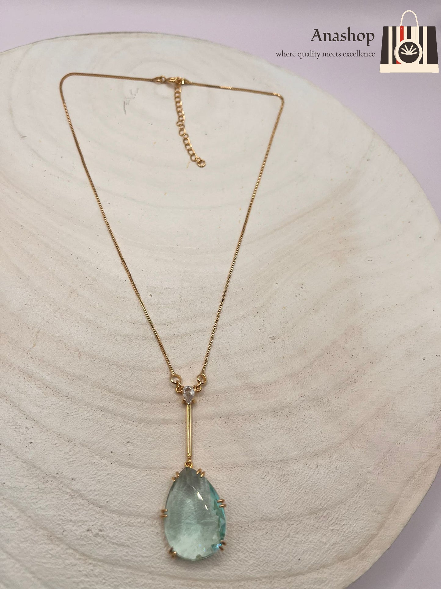Halb-Schmuck - Halskette - mit Stein' 18k vergoldet