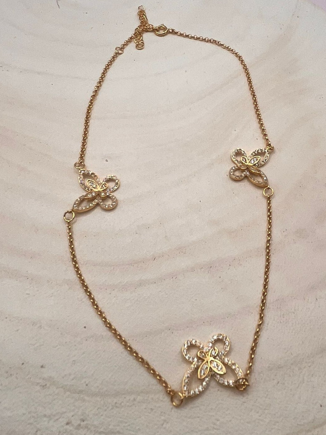 Semi-Jewel- Necklace- Butterfly with Zirconias' 18k Gold Plating