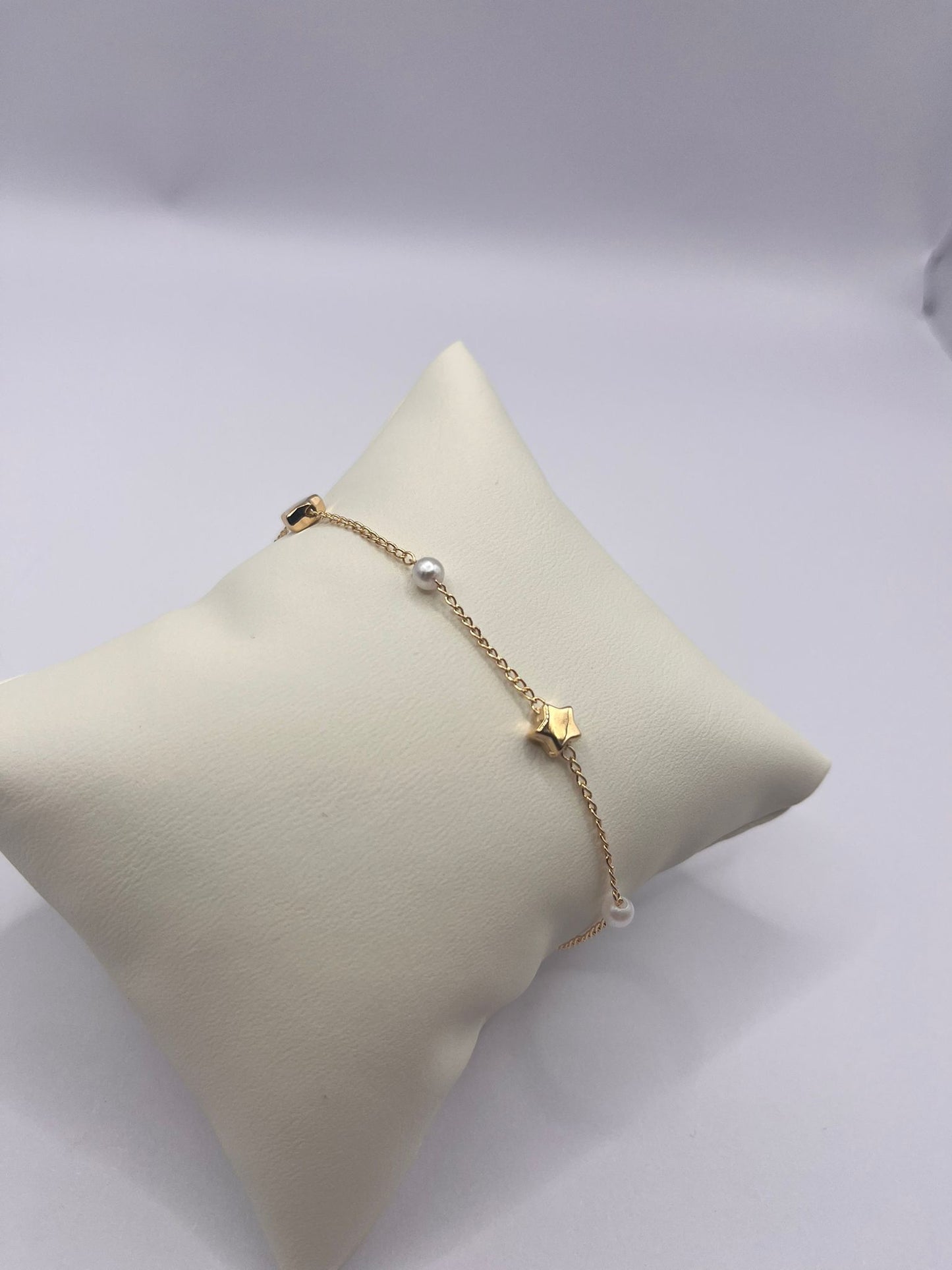 Semi-Jewelry - Bracelet- with Pearl - Star' 18k Gold Plating