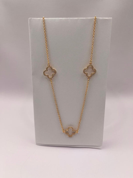 Halb-Juwel - Halskette mit Zirkonias - Blume' 18k Goldplattierung