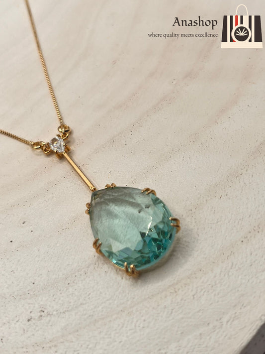 Halb-Schmuck - Halskette - mit Stein' 18k vergoldet