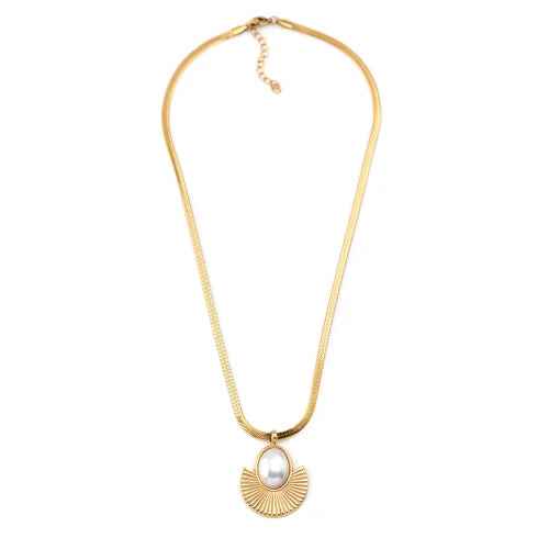 Steel Necklace with Pearl