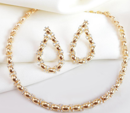 Semi-Jewel - Set - Necklace and Earring with Zirconias '18k Gold Plated