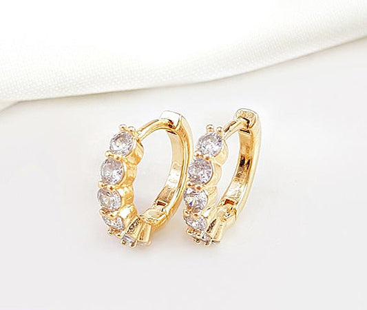Semi-Jewel - Earring - with Transparent Stone ' 18k Gold Plated