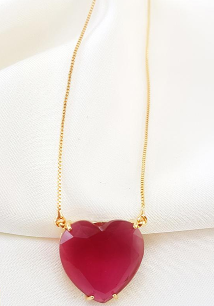 Semi-Jewel- Necklace- with Stone' 18k Gold Plating