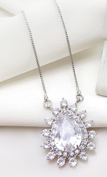 Semi-Jewelry - Necklace- with Zirconias and Stones' 18k Gold Plating