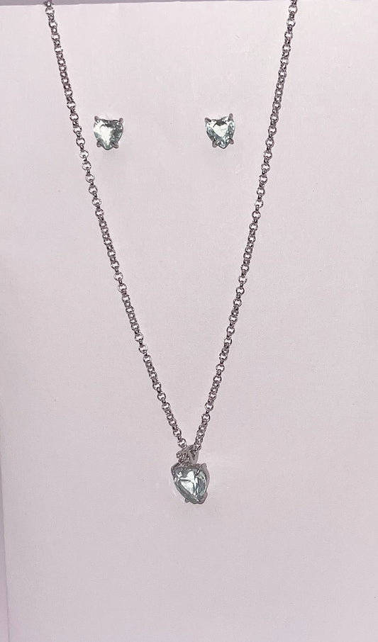 Semi-Jewel - Set - Necklace and Earrings - with Stone '18k Gold Plating