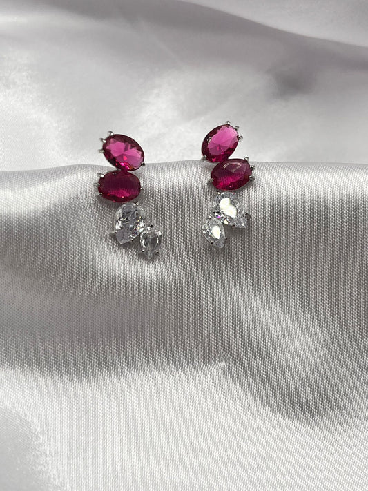 Semi-Jewel - Earrings - with Stones' 18k Gold Plating