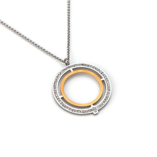 Steel necklace with zirconia