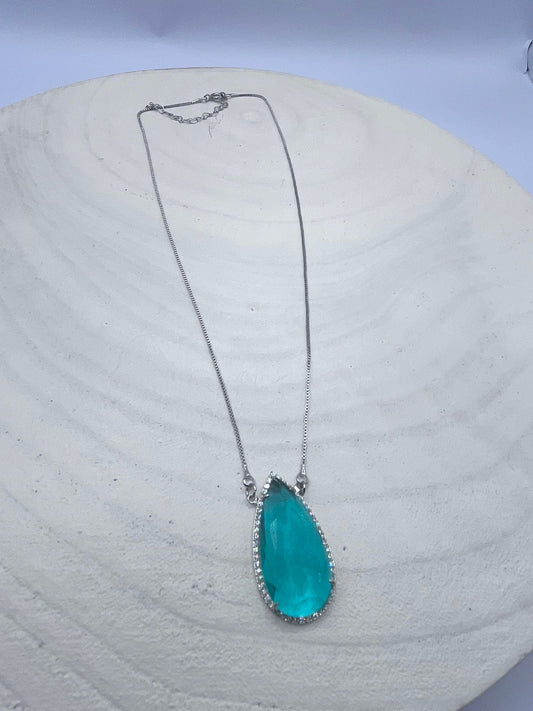Semi-Jewel- Necklace- with Zirconias and Stone' 18k Gold Plating