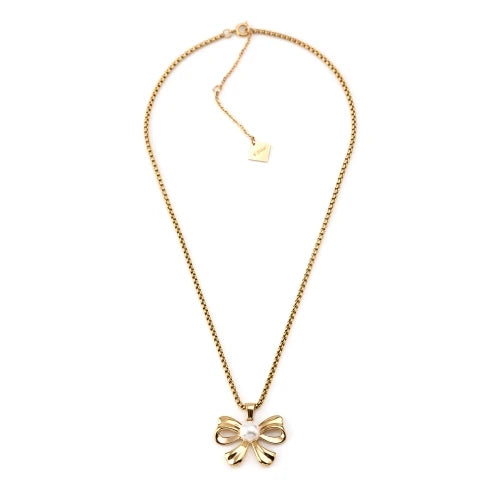 Steel Ribbon Necklace with Pearl